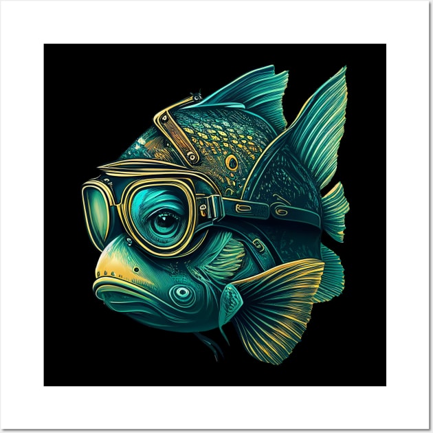 Fish in Goggles Wall Art by Demons N' Thangs